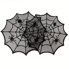2pcs Halloween Round Lace Placemat Table Decoration Cloth Napkin