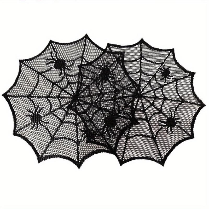 2pcs Halloween Round Lace Placemat Table Decoration Cloth Napkin