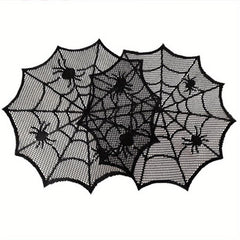 2pcs Halloween Round Lace Placemat Table Decoration Cloth Napkin