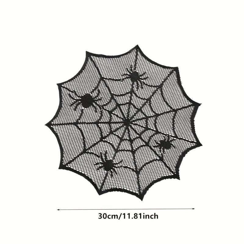 2pcs Halloween Round Lace Placemat Table Decoration Cloth Napkin