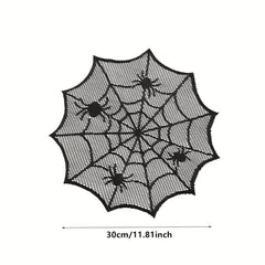 2pcs Halloween Round Lace Placemat Table Decoration Cloth Napkin