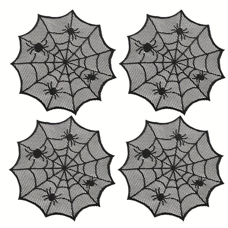 2pcs Halloween Round Lace Placemat Table Decoration Cloth Napkin