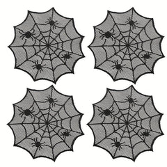 2pcs Halloween Round Lace Placemat Table Decoration Cloth Napkin