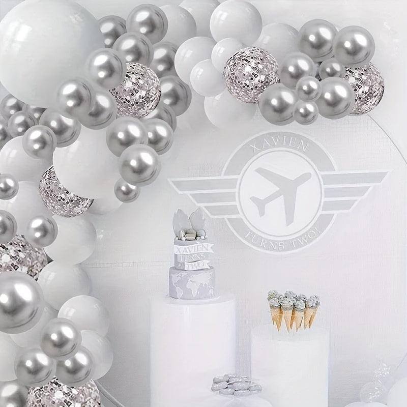 147pc Silver Confetti Balloon Arch Garland Baby Shower Birthday