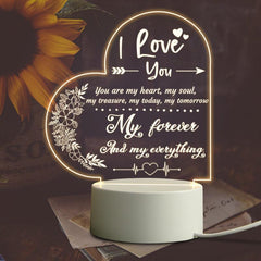Romantic Acrylic Night Light - Anniversary Gift For Her/Him - LED Base