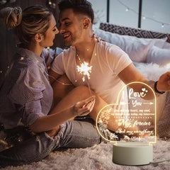 Romantic Acrylic Night Light - Anniversary Gift For Her/Him - LED Base