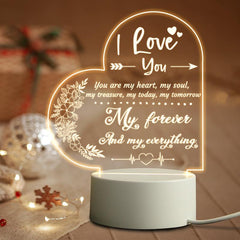 Romantic Acrylic Night Light - Anniversary Gift For Her/Him - LED Base