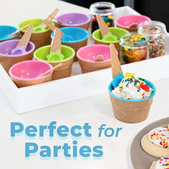 4 Sets Colorful Ice Cream Bowls & Spoons Set for Summer Parties
