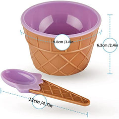 4 Sets Colorful Ice Cream Bowls & Spoons Set for Summer Parties