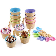 4 Sets Colorful Ice Cream Bowls & Spoons Set for Summer Parties