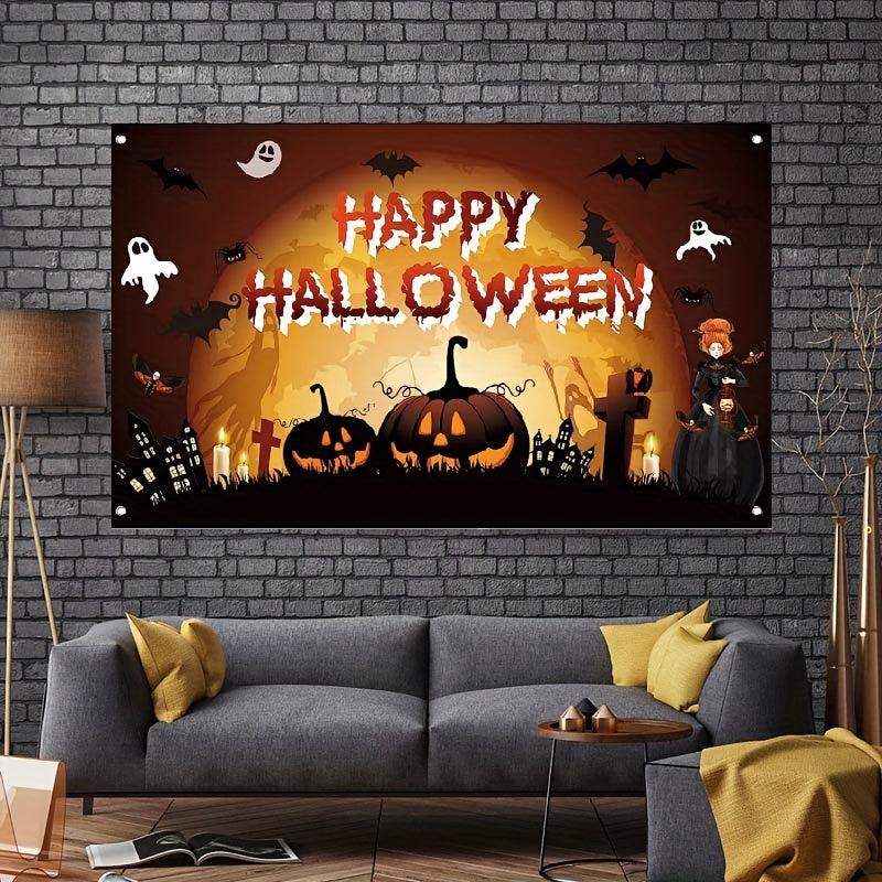 Haunted Halloween Backdrop 109x179 cm Scary Pumpkin Banner