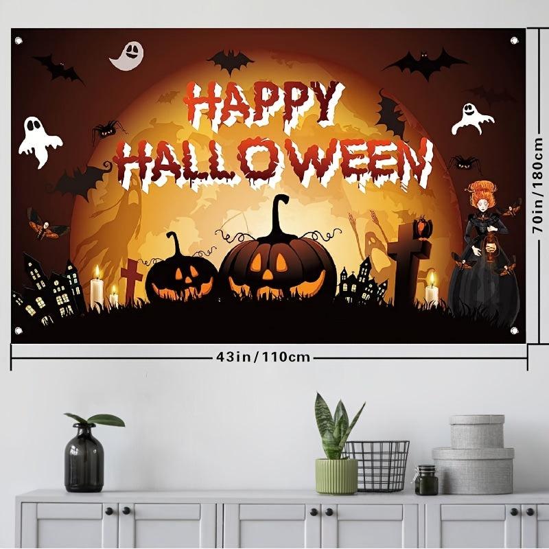 Haunted Halloween Backdrop 109x179 cm Scary Pumpkin Banner