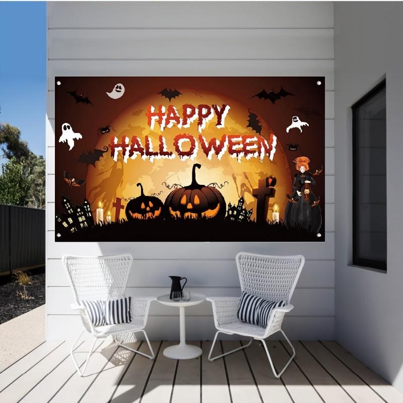Haunted Halloween Backdrop 109x179 cm Scary Pumpkin Banner