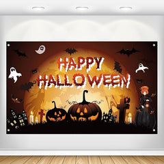 Haunted Halloween Backdrop 109x179 cm Scary Pumpkin Banner