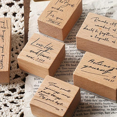 8pcs Vintage English Newspaper Text Stamp Wooden Rubber Stamps Scrapbooking DIY