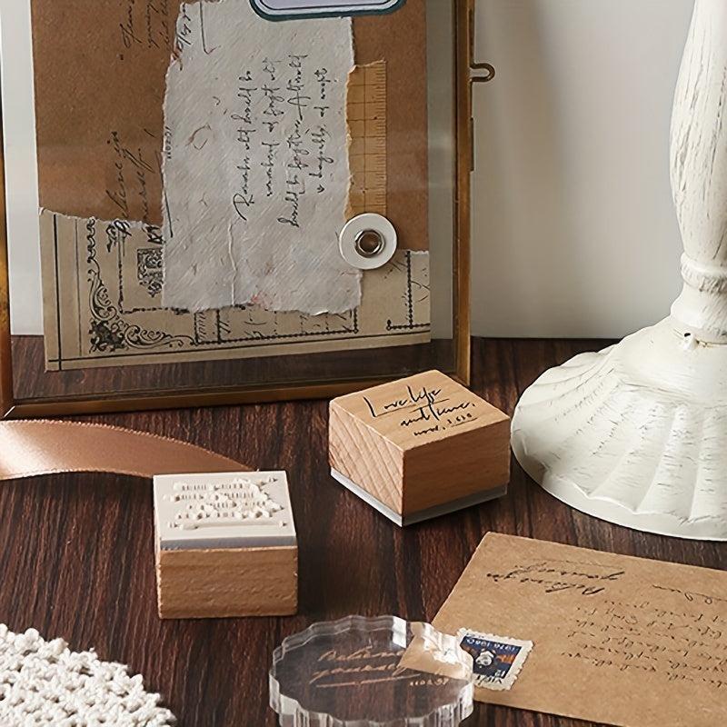 8pcs Vintage English Newspaper Text Stamp Wooden Rubber Stamps Scrapbooking DIY