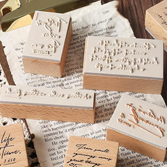 8pcs Vintage English Newspaper Text Stamp Wooden Rubber Stamps Scrapbooking DIY