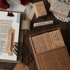 8pcs Vintage English Newspaper Text Stamp Wooden Rubber Stamps Scrapbooking DIY