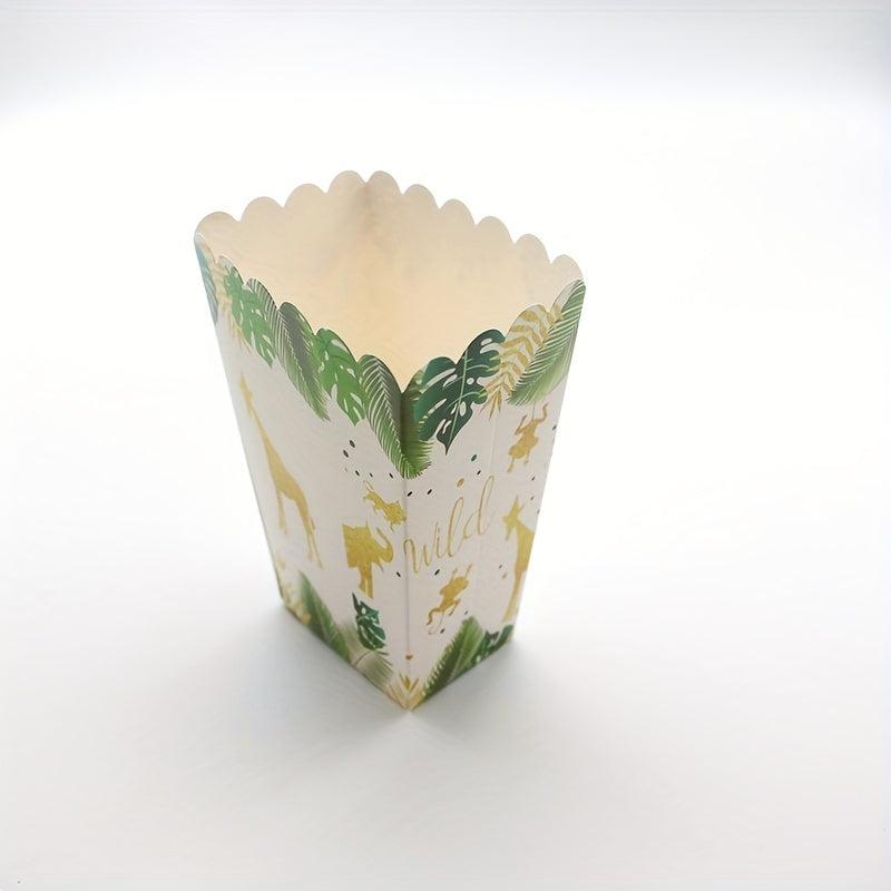 18pcs Jungle Safari Birthday Popcorn Boxes Animal Treat Containers