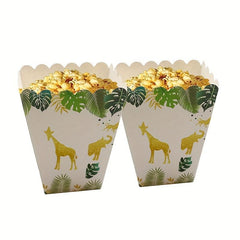 18pcs Jungle Safari Birthday Popcorn Boxes Animal Treat Containers