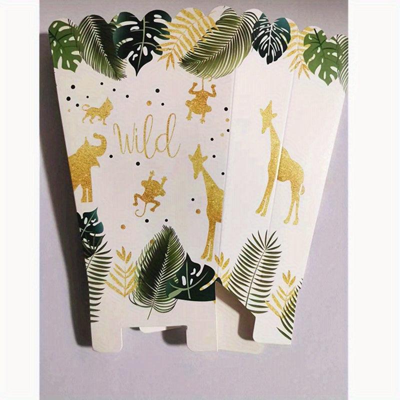18pcs Jungle Safari Birthday Popcorn Boxes Animal Treat Containers