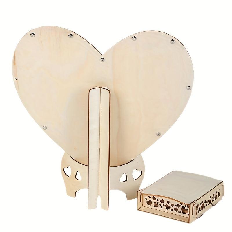Wedding Guest Book Wooden Heart Drop Top Frame