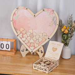 Wedding Guest Book Wooden Heart Drop Top Frame