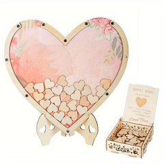 Wedding Guest Book Wooden Heart Drop Top Frame