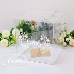 Clear Acrylic Wedding Card Box with Lock - Gift Money Holder