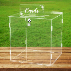 Clear Acrylic Wedding Card Box with Lock - Gift Money Holder
