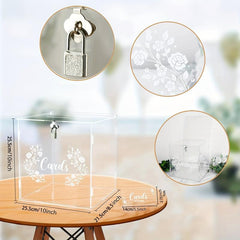 Clear Acrylic Wedding Card Box with Lock - Gift Money Holder