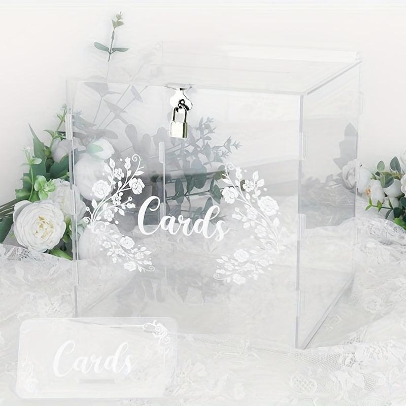 Clear Acrylic Wedding Card Box with Lock - Gift Money Holder