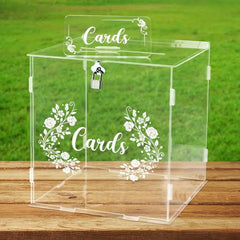 Clear Acrylic Wedding Card Box with Lock - Gift Money Holder