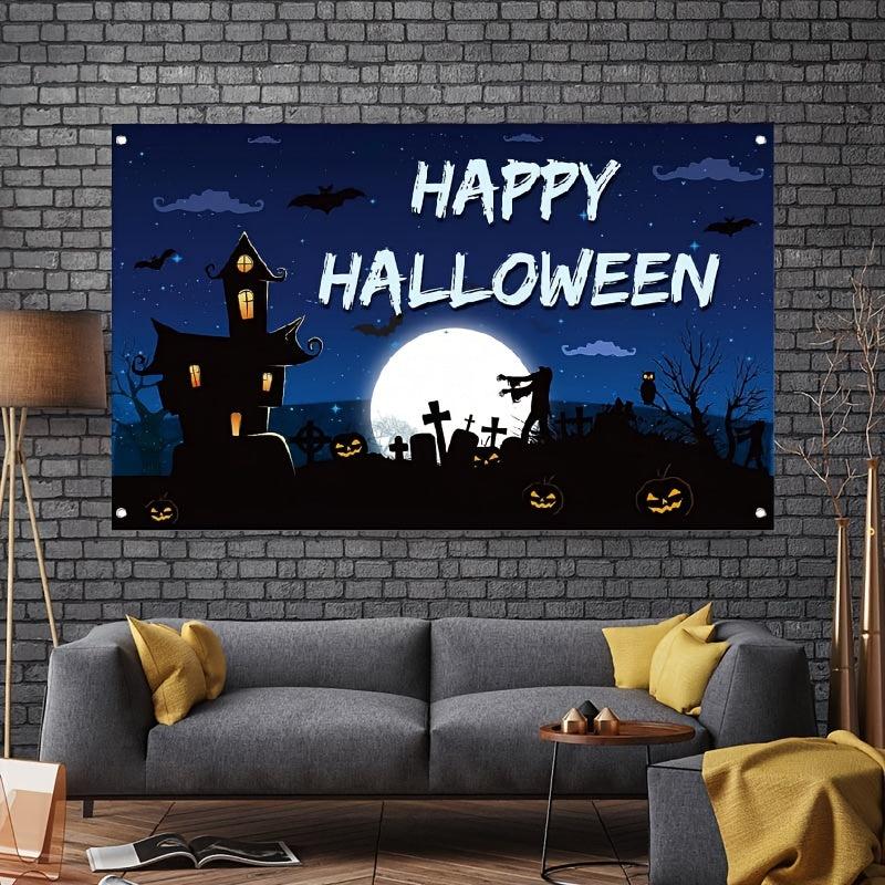 Dark Happy Halloween Banner Scary Backdrop