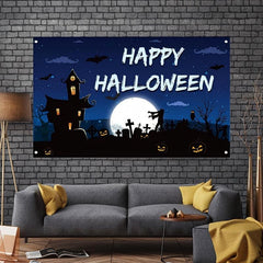 Dark Happy Halloween Banner Scary Backdrop
