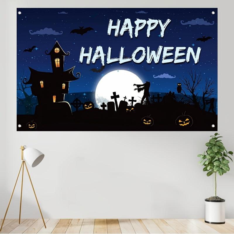 Dark Happy Halloween Banner Scary Backdrop