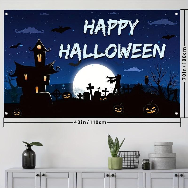 Dark Happy Halloween Banner Scary Backdrop