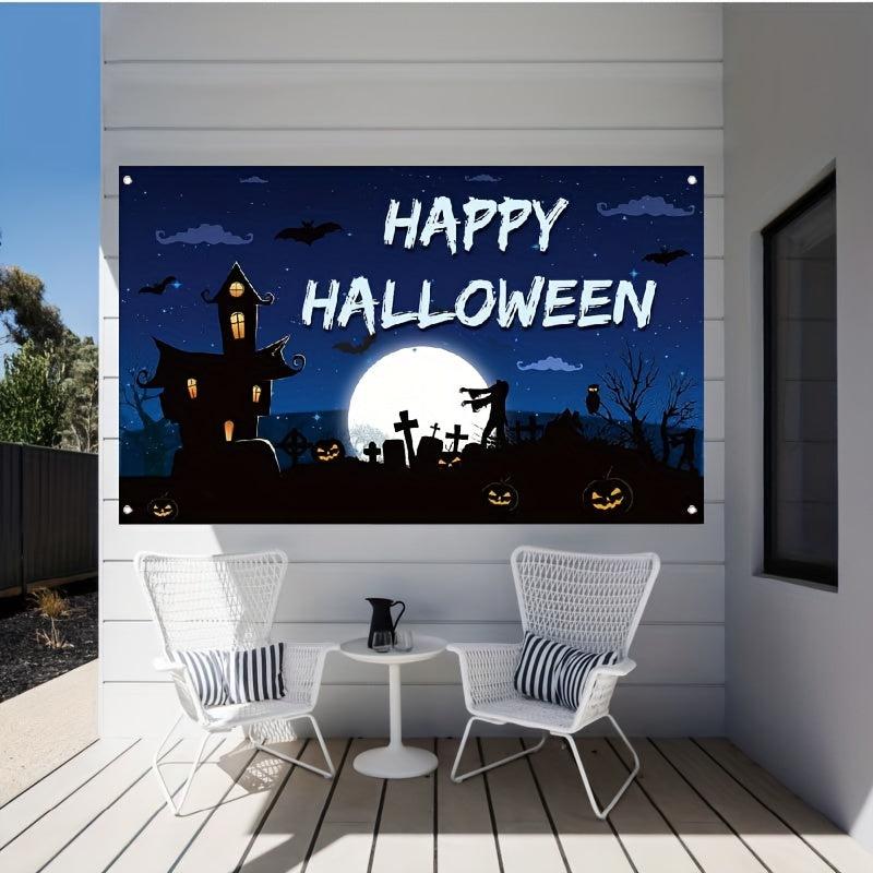Dark Happy Halloween Banner Scary Backdrop