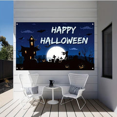 Dark Happy Halloween Banner Scary Backdrop