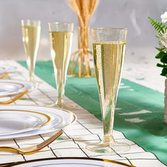 60pcs Glitter Plastic Champagne Cups for Party Use in Golden Pink