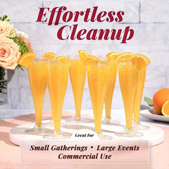 60pcs Glitter Plastic Champagne Cups for Party Use in Golden Pink
