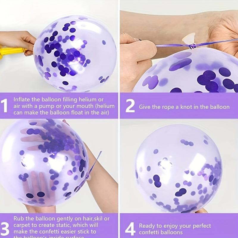 120pcs Purple Balloon Purple Confetti Balloon Baby Baptism Decoration