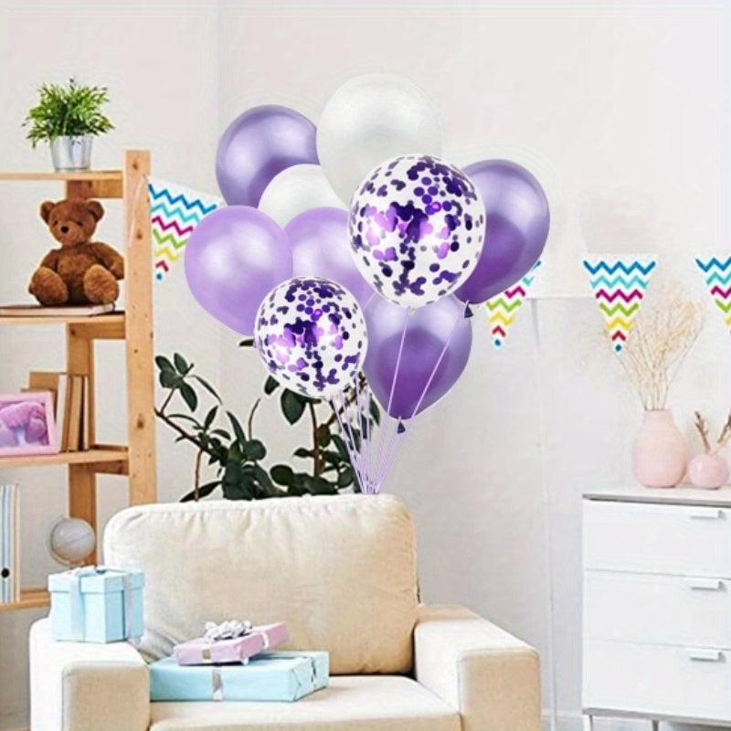 120pcs Purple Balloon Purple Confetti Balloon Baby Baptism Decoration