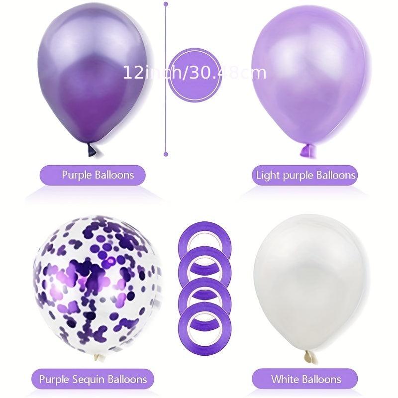 120pcs Purple Balloon Purple Confetti Balloon Baby Baptism Decoration
