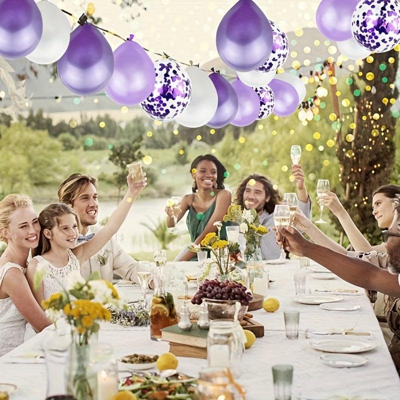 120pcs Purple Balloon Purple Confetti Balloon Baby Baptism Decoration