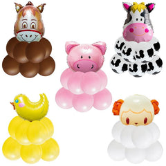 54pcs Farm Animal Balloon Decor Yellow Chicken Cow Sheep Piglet