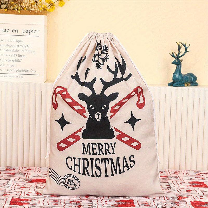 Canvas Christmas Bag Santa Claus Backpack Printing Receiving Gift Bag