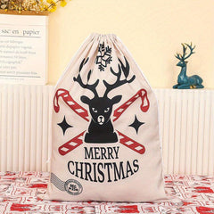 Canvas Christmas Bag Santa Claus Backpack Printing Receiving Gift Bag