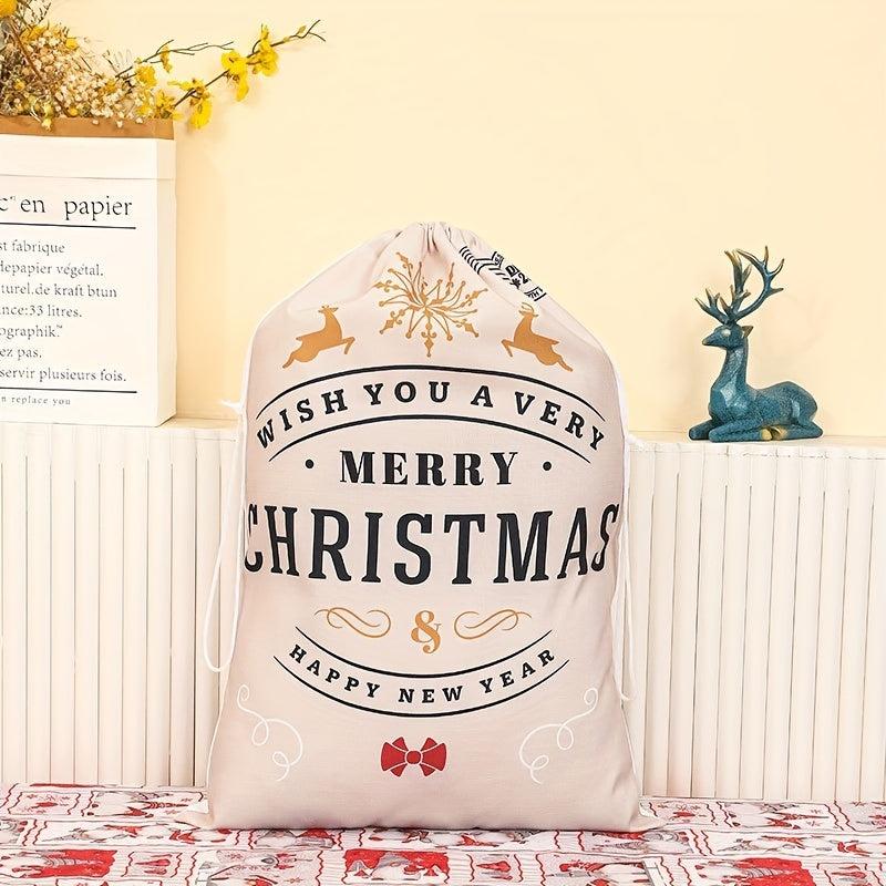 Canvas Christmas Bag Santa Claus Backpack Printing Receiving Gift Bag