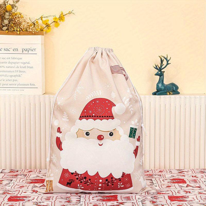Canvas Christmas Bag Santa Claus Backpack Printing Receiving Gift Bag